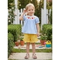 thumbnail image 5 of Caoirhny Toddler Kids Girls Back to School Clothes Set 2T 3T 4T 5T 6T Apple/Pencil Embroidery Short Sleeves T-Shirt and Elastic Ruffles Shorts Outfits, 5 of 9