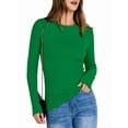 thumbnail image 3 of Women Long Sleeve Shirts Rib Knit Slim Fit Tops Fall Outfits Casual T-Shirt Underscrubs Layer Clothes Green XL, 3 of 8