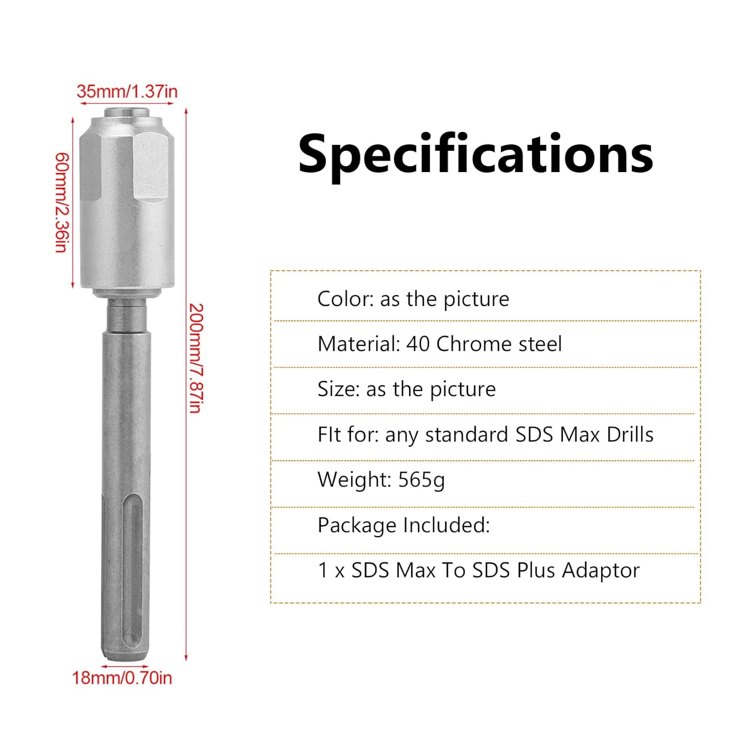 ABCISI SDS to SDS Plus Adapter for Rotary Hammers Connection, SDS to SDS  Universal Chuck Drill Converter Shank Quick Tool for Demolition Hammers, Fits All Standard SDS Drills