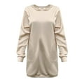 thumbnail image 4 of Womens Business Casual Tops Women's Solid Color Sweatshirt Autumn And Winter Solid Color Hooded Long-sleeved Sweater Dress, 4 of 5