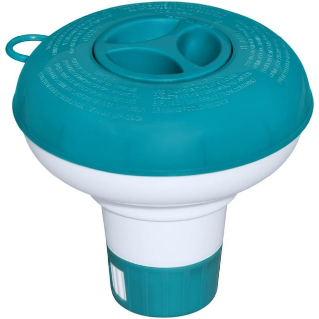 YSTIANN Distributeur de Produits Chimiques Flottant - Support de Tablette de Chlore 5 Pouces pour Spas et Piscines, Chlorinateur Multifonctionnel avec Contrôle de Débit Réglable AZ78-4430