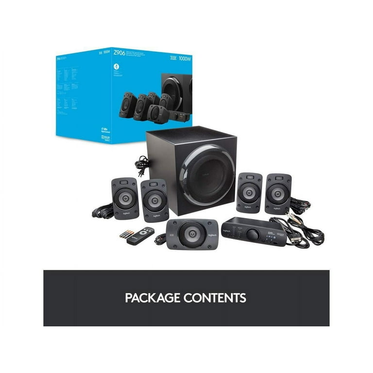 Logitech Z906 5.1, 1000 Watt Home Speaker System with Headphones and Audio  Cable