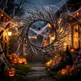 thumbnail image 7 of Halloween Black Branch Wreath Signs for Front Door - Handcrafted Halloween Hanging Wreath for Front Door, Indoor/Outdoor Party, 7 of 7