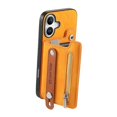 thumbnail image 4 of For iPhone 16 Case Zipper Card Holder Leather+TPU+PC Phone Cover 2-in-1 Magnetic Detachable - Orange, 4 of 5