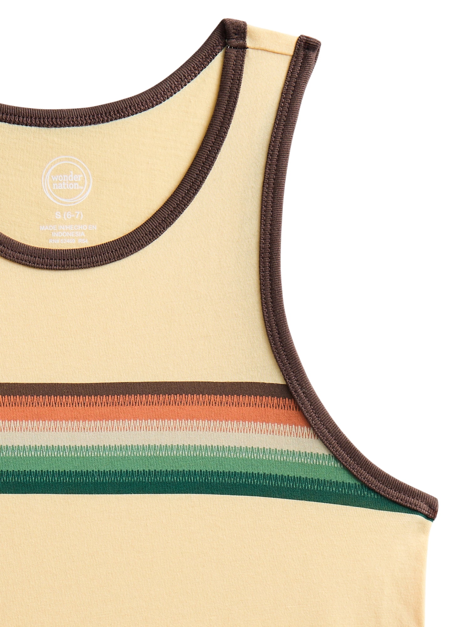 Wonder Nation Boys Chest Stripe Tank, Sizes XS-XXL and Husky