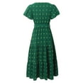 thumbnail image 4 of Womens Boho Dot Maxi Dresses Wrap V Neck Flutter Short Sleeve Solid Tie Belt A Line Tiered Flowy Long Dresses Split Maxi Dress Long Tan Dresses for Women Dresses for Small Women Cute Summer Dress, 4 of 7