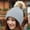 Light Gray, variant on Brown Womens Winter Beanie Hat Cotton Furry Beanie with Pom Pom Winter Warm Knitted Hat Bear Costume Accessories One Size