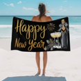 thumbnail image 3 of Beach Towel Happy New Year Bath Pool Towels Champagne Cup Gold Fireworks Absorbent Beach Towel Soft Large Quick Dry Lightweight Camping Travel Sports Yoga Gym Swim Towels for Adult 35x70 Inch, 3 of 9