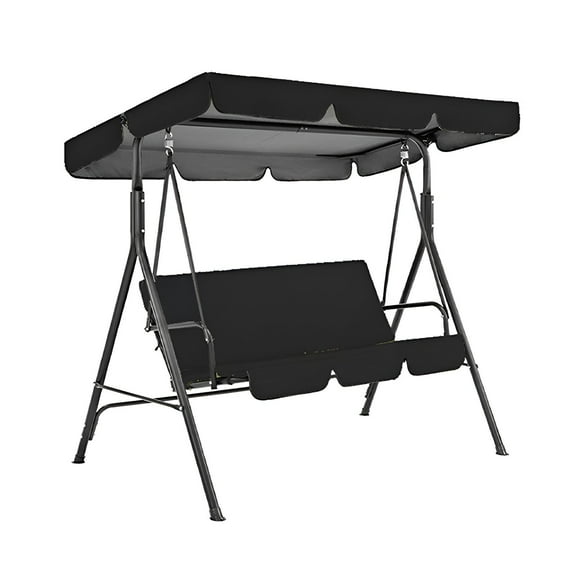 WMGHA Patio Swing Canopy Waterproof Top Cover Cloth, 210D Replacement Canopy Cover with Ruffle Trim for 2/3-Seater, Hanging Glider Porch Bench for Garden, Poolside, Backyard,Adjustable Shade(R#2)