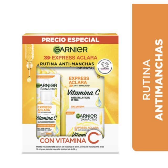 Kit Garnier Express Aclara Serum + Mascarilla + Crema Garnier Kit garnier aclara