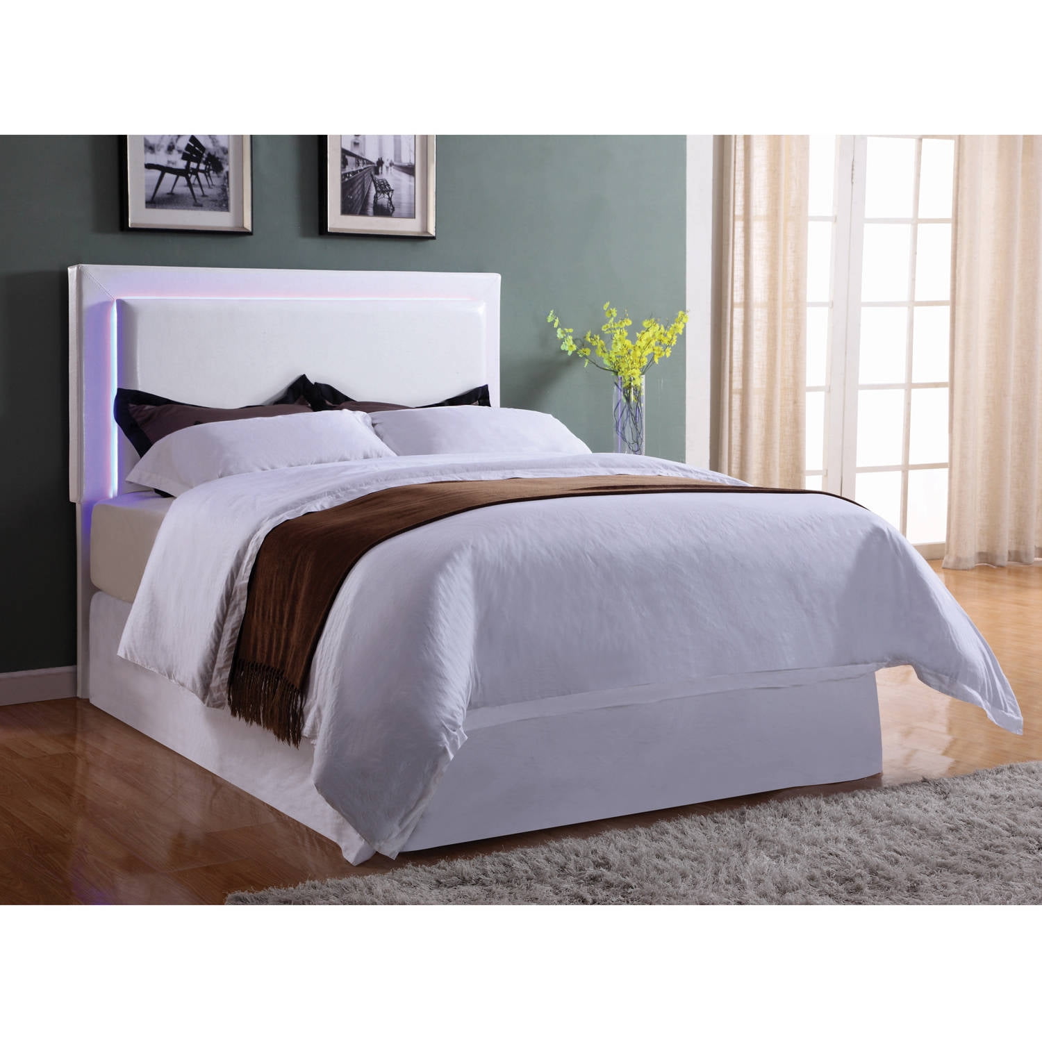 Coaster Company Perkins LED Headboard Eastern King/California King, White Leatherette Walmart