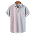 thumbnail image 4 of BiZtdJrK 2024 Big and Tall Shirts for Men Summer Button Down Lapel Beach Blouses Trendy Color Block Short Sleeve Slim Fit Shirt with Pocket Best Deals Today Pink L, 4 of 7