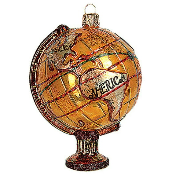 Antique World Globe Polish Blown Glass Christmas Ornament Tree Decoration
