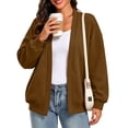 thumbnail image 6 of Hurxie Women Sweatshirt Cardigan Open Front Jacket Oversized Lightweight Loose Fit Pocket Casual Athleisure Outerwear Khaki,S, 6 of 7