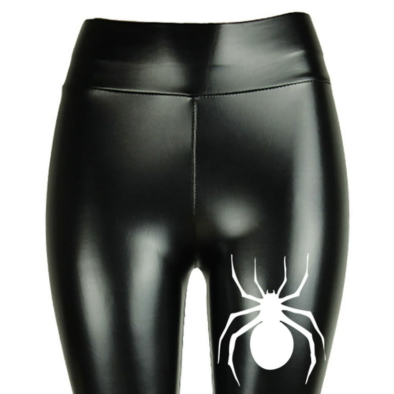 NILLLY Pants Women, Fashion Women's Halloween Prints Leggings High Waist  Sexy Leather Pants Black / 3XL 