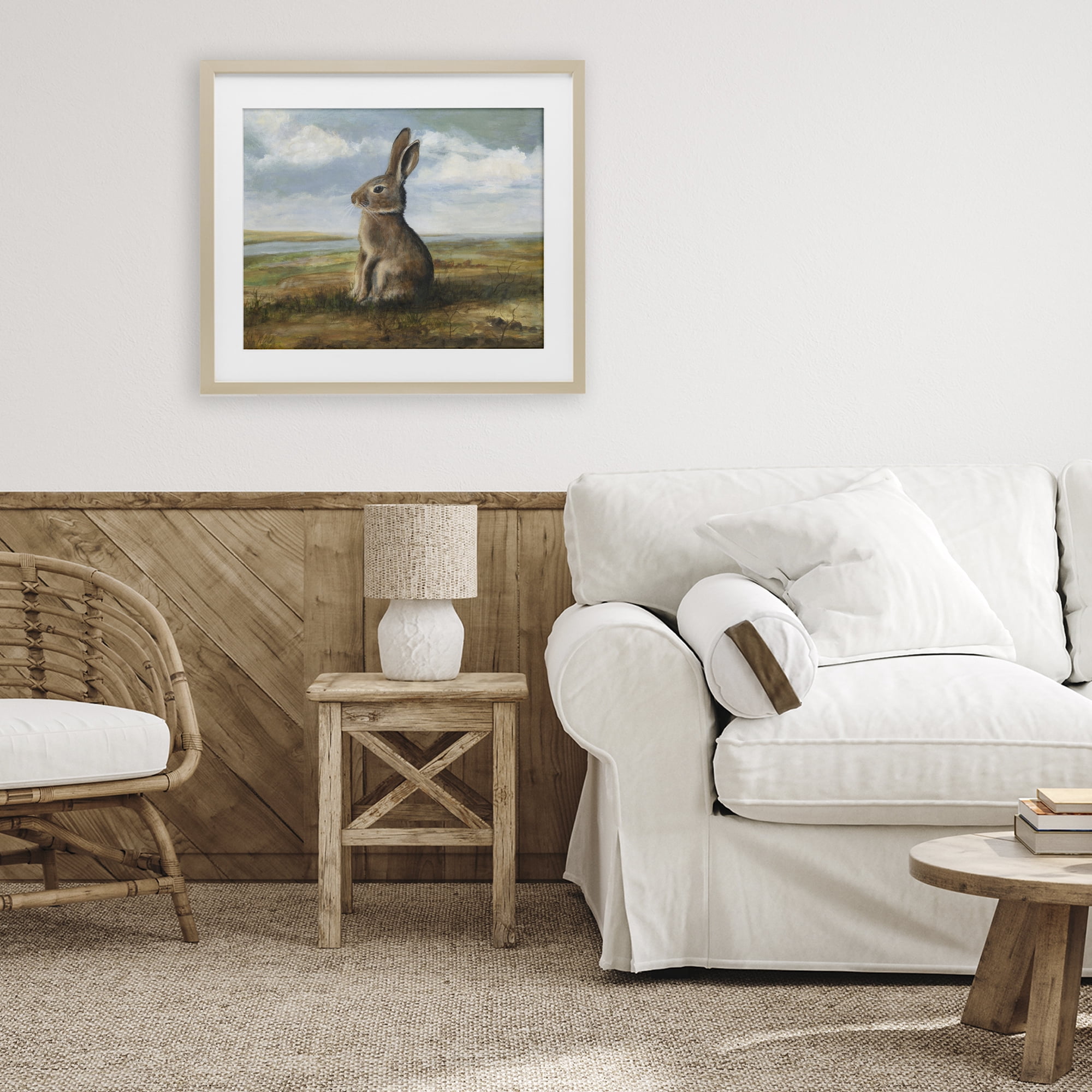 Stupell Industries Classic Rabbit in Countryside Birch Framed Print Under Glass, design by Michael Willett