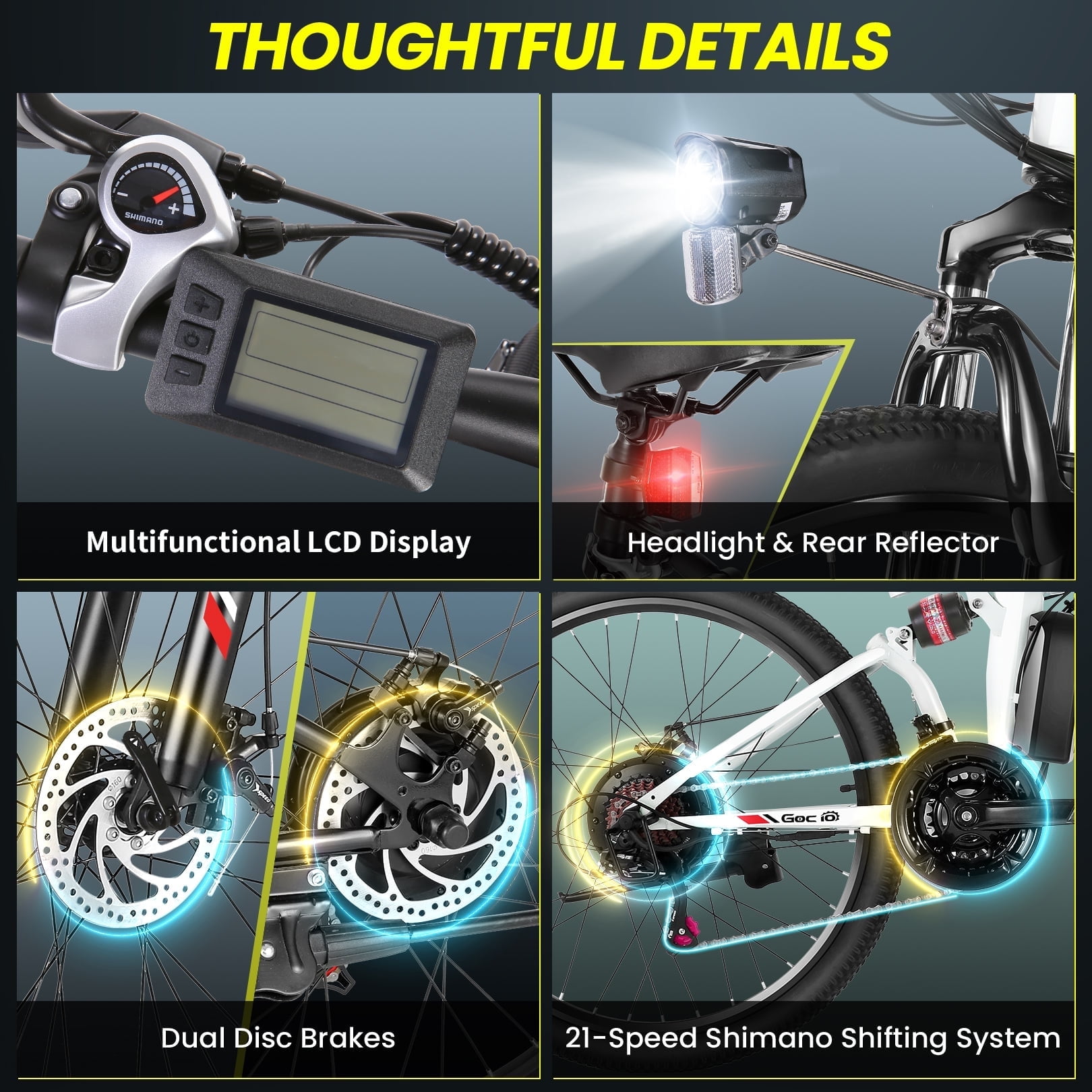Gocio 26" Folding Electric Bike for Adults, 750W Peak Motor E-Mountain Bike, 19.8MPH, 48V 7.8AH Battery Ebike , 21-Speed Electric Bicycle, UL2849