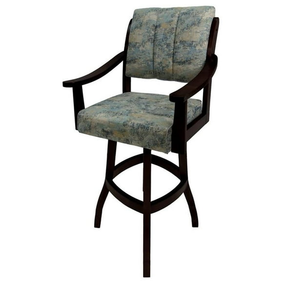 Tobias Designs Casa 34" Swivel Wood Extra Tall Bar Stool in Blue/ Black