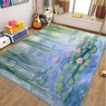 thumbnail image 2 of Area Rug For Living Room, Washable Oil Painting Lotus Pond Printed Rug, Green Rectangle Rugs Non-Slip Carpet For Kitchen, Bedroom, Office, Dining Room Decorative Carpet, 2 of 7