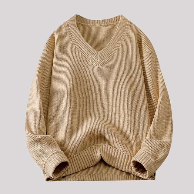 RKSTN Chandails pour Hommes Chandail à Col en V Tricoté Décontracté à Manches Longues Ajusté Mode Automne
