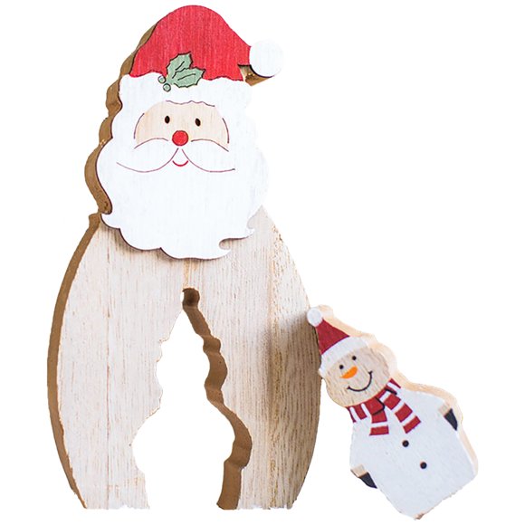 Christmas Table Ornament Hollow Santa Elk Snowman Wood Ornament Xmas Table Decor