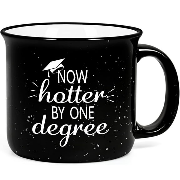 Graduation Gifts - Now Hotter By One Degree Coffee Mugs, Graduation Gifts for Friends, High School College Masters Degree Graduate Gifts, Futtumy Black Coffee Mugs Ceramic Mug Tea Cup, 15 fl oz