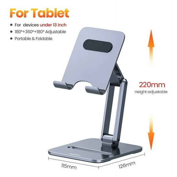 Rocoren – Support de téléphone portable de bureau, Support de tablette en métal pliable pour iPhone 14 13 iPad Pro Air, Support universel