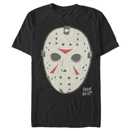 Men's Friday the 13th Jason Vorhees Hockey Mask Logo Graphic Tee Black Small