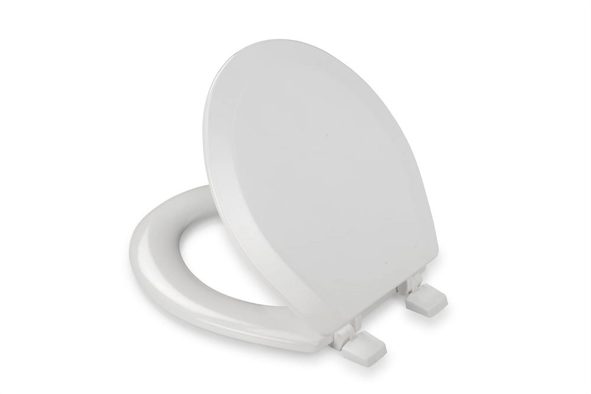 Croydex Bidwell 17" Round Stick -Tight™ Wood Toilet Seat in White