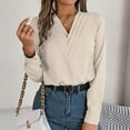 thumbnail image 5 of Long Sleeve Shirts for Women Dressy Blouses Casual Layering V-Neck Pullover Office Work Tunic Top, 5 of 6