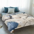 thumbnail image 4 of Navy Blue Coastal Blanket Soft Cozy Warm Throw Blanket for Couch, Plush Fuzzy Flannel Fleece Blankets for Sofa, Summer Beach Shell Starfish Vintage Bed Blankets Lightweight Gifts for Women, 50"x60", 4 of 9