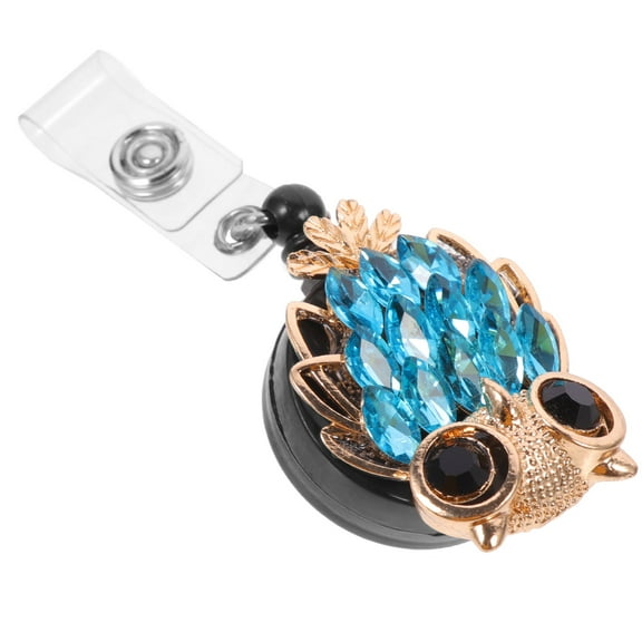 LULULION Practical Blue Retractable Badge Holder with Owl Shaped Clip for Ids