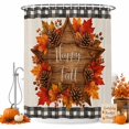 thumbnail image 2 of Happy Fall Shower Curtains for Bathroom, Maple Leaves Checked Thanksgiving Vintage Waterproof Fabric Shower Curtain, Decorative Bathroom Curtain for Bathtub, 36"x72", No Hooks Included, 2 of 9