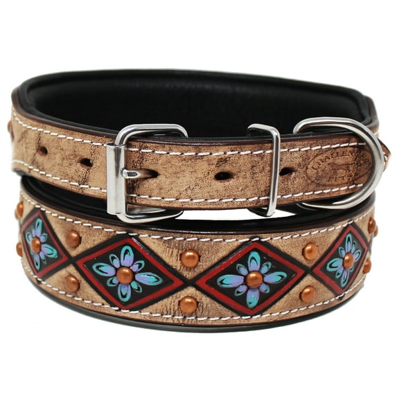 Large 21''- 25'' Rhinestone Dog Puppy Collar Crystal Cow Leather 6020RD