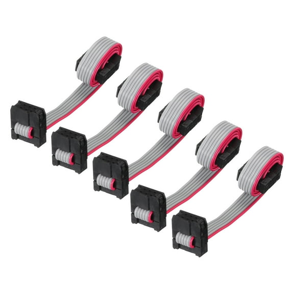 IDC 6Pin Flat Ribbon Cable, 2.0mm Pitch FC to FC Connector 20cm Length Grey Jumper Wire Computer DVD, 5Pcs