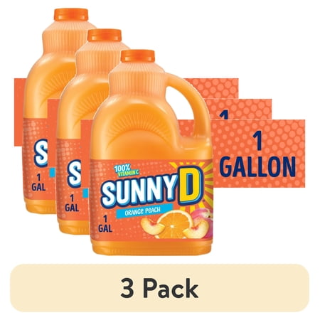(3 pack) SUNNYD Orange Peach Juice Drink, 1 Gallon Bottle