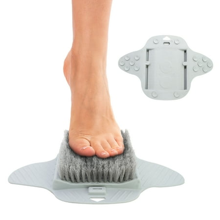Foot Scrubber Machine Pivit Foot Scrubber Brush for the Shower | Exfoliator Skin Scrub with Soft and Stiff Bristles for Men and Women, Dry Heel Callus Soles | Exfoliating Soap Feet Cleaner with Floor Suction for Bathtub ()