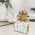 thumbnail image 2 of Vjnyvs Wooden Block Calendar for Desk, Desktop Perpetual Calendar, Modern Metal Sunflower Sculpture Month Date Display Blocks Desk Calendar for Home Office Decor, 2 of 7