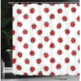 thumbnail image 4 of Ambesonne Cartoon Shower Curtain, Ladybugs Funny Art Pattern, 69"Wx84"L, White and Red, 4 of 5
