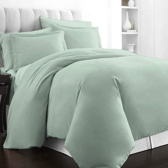 Pizuna Pure 100% Cotton Twin Duvet Cover Set, Luxurious 400 Thread Count Long Staple Cotton Sateen Weave with Button Closure (Combed Sea Foam Cotton Duvet Cover Twin)