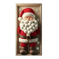 SLYNSHome Christmas Door Cover Decoration,Santa Claus Front Door Banner Xmas Hanging Background for Home Holiday Party Supplies