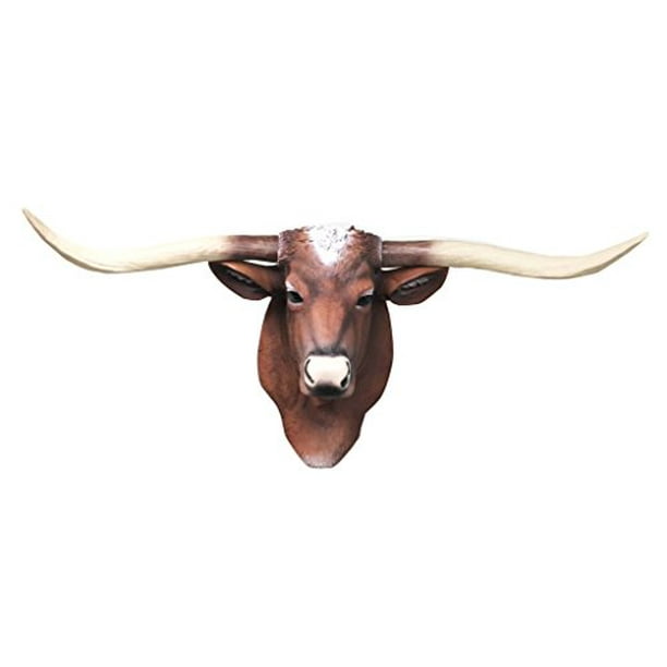 Large Wildlife Texas Longhorn Bull Steer Wild Beast 34 Long Hanging Wall Decor Sculpture Plaque Figurine Rustic Cabin Lodge Home Accent For Longhorns Fans Com - Longhorn Home Decor
