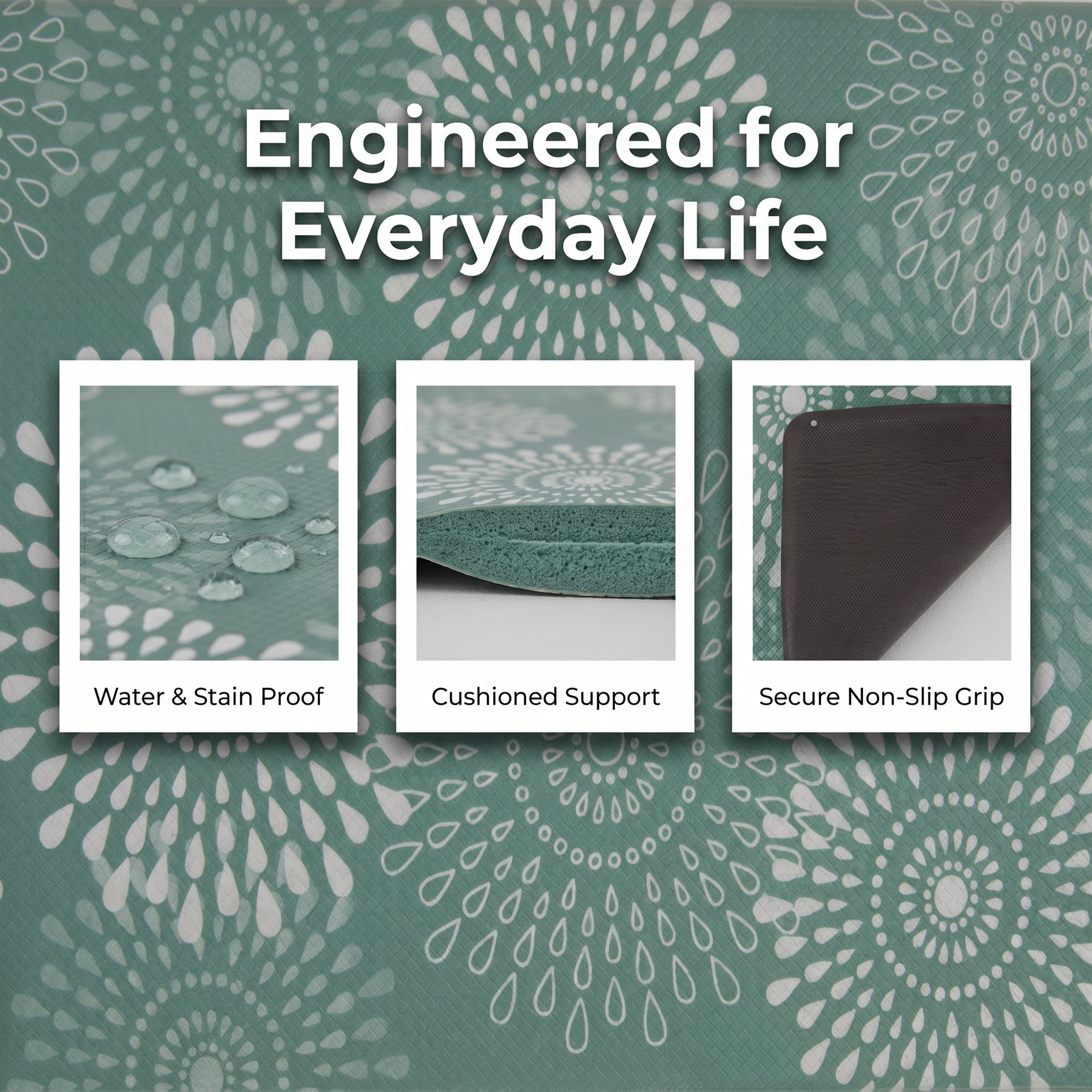 Unique Bargains Cushioned Waterproof Non-Slip Standing Mat Light Green 30" x 17"