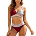 thumbnail image 2 of Women's Printed Bikini Sets Two Piece Swimsuit V Neck High Waisted Push Up Tummy Control Bathing Suit, 2 of 4