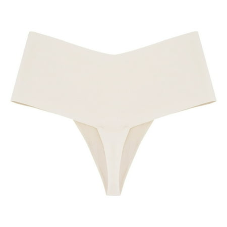 Outfmvch Panties for Women Valentines Lingerie High Waisted Underwear for Women Soft Breathable Bikini Panties Sexy Panty Yoga Underwear Bikini String Seamless Thongs Underwear Solid Ice Silk White S