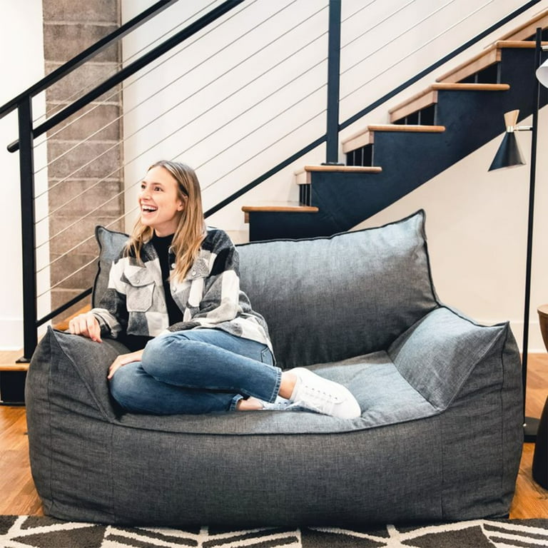 Free Shipping Big Joe Imperial Fufton Foam Beanbag Chair Sofa with Washable Cover Gray Walmart