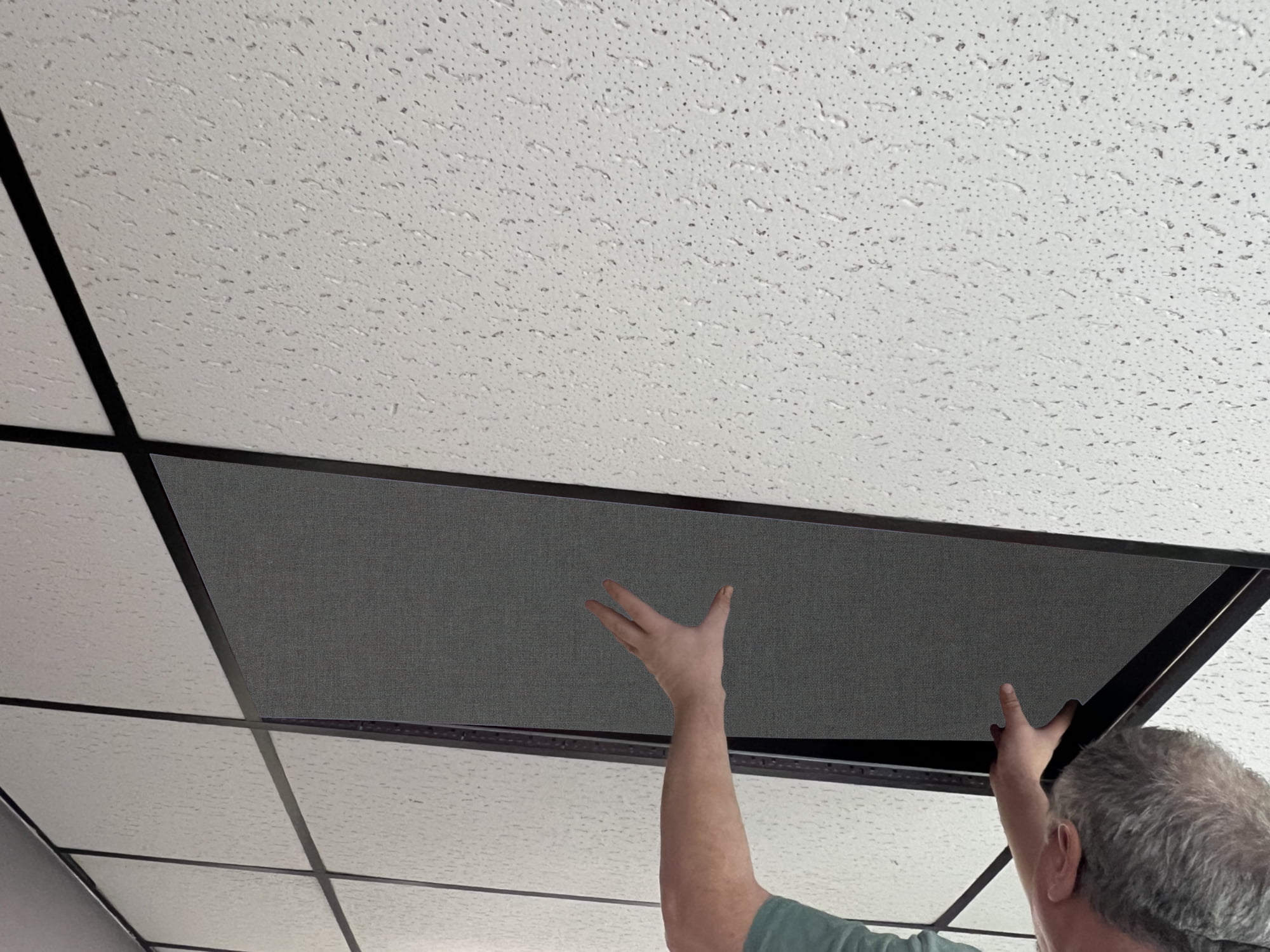ATS Acoustics Ceiling Acoustic Tile 24"x24"x2" Sound Absorbing Drop Grid Panel For T-Bar Drop Ceiling Noise Reduction (Warm Grey)