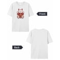 thumbnail image 6 of Women's T-Shirts, Lucky Cat Animal Kitten Cotton Crewneck Tee Short Sleeve Casual Tops Loose Graphic T-Shirt White, M, 6 of 7