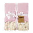 thumbnail image 3 of Herringbone Fringed Throw Blanket - 50"W x 60"L (Pink), 3 of 4