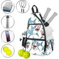 thumbnail image 2 of Pickleball Bag with Padded Back, Blue Funny Sharks Multi-Compartment Paddle Backpack, Lightweight Nylon Sports Bag for Men & Women, 2 of 7